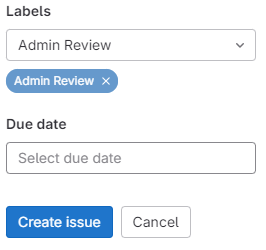 A page for a new issue includes a "Admin Review" label.